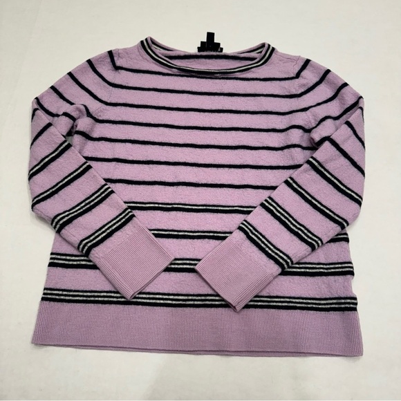 Talbots Sweaters - Talbots Purple and Black Striped Pure Merino Wool Sweater Size Medium